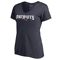 Women's Navy New England Patriots Wordmark V-Neck T-Shirt