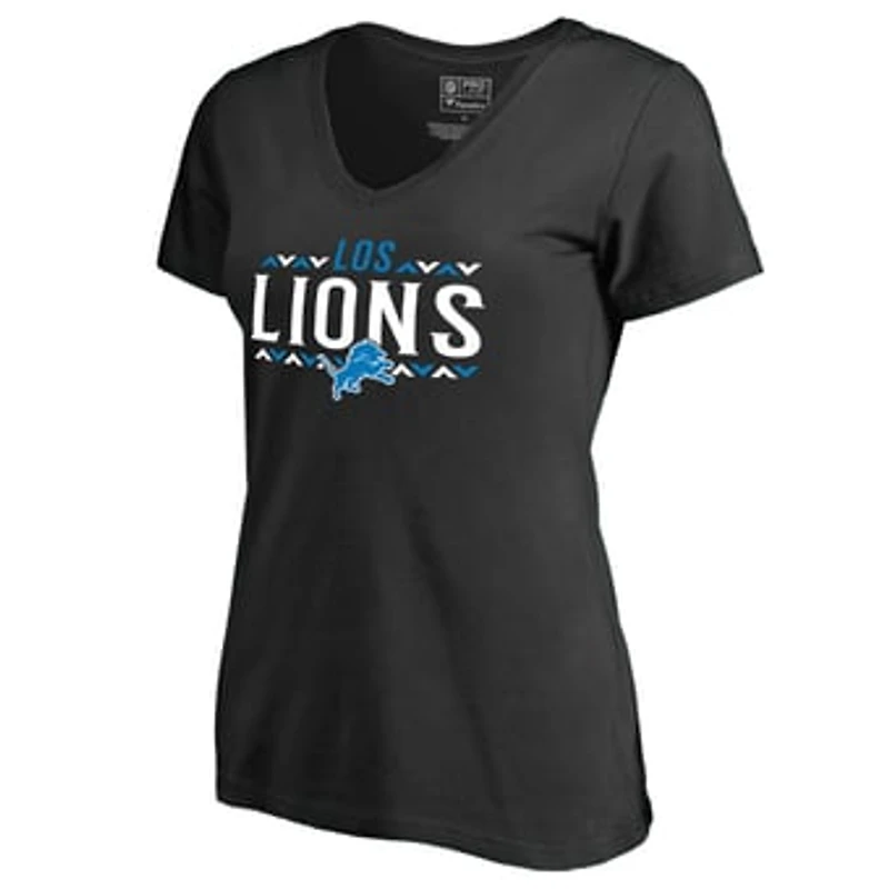 Women's Black Detroit Lions Arriba V-Neck T-Shirt