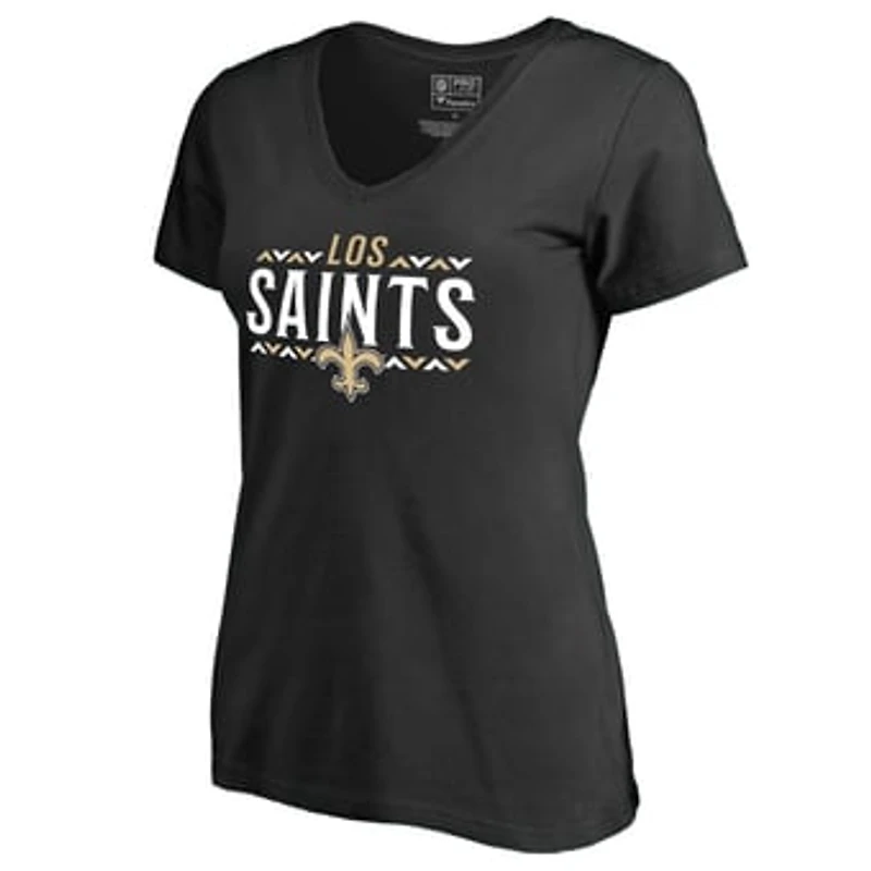 Women's Black New Orleans Saints Arriba V-Neck T-Shirt