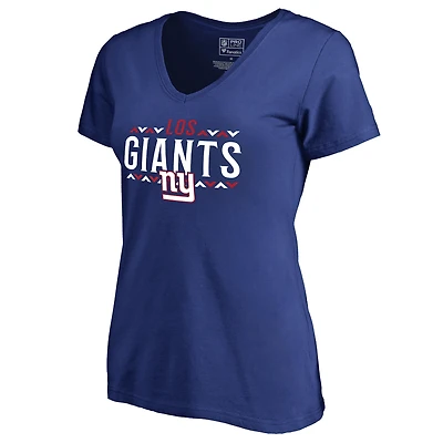 Women's Royal New York Giants Arriba V-Neck T-Shirt