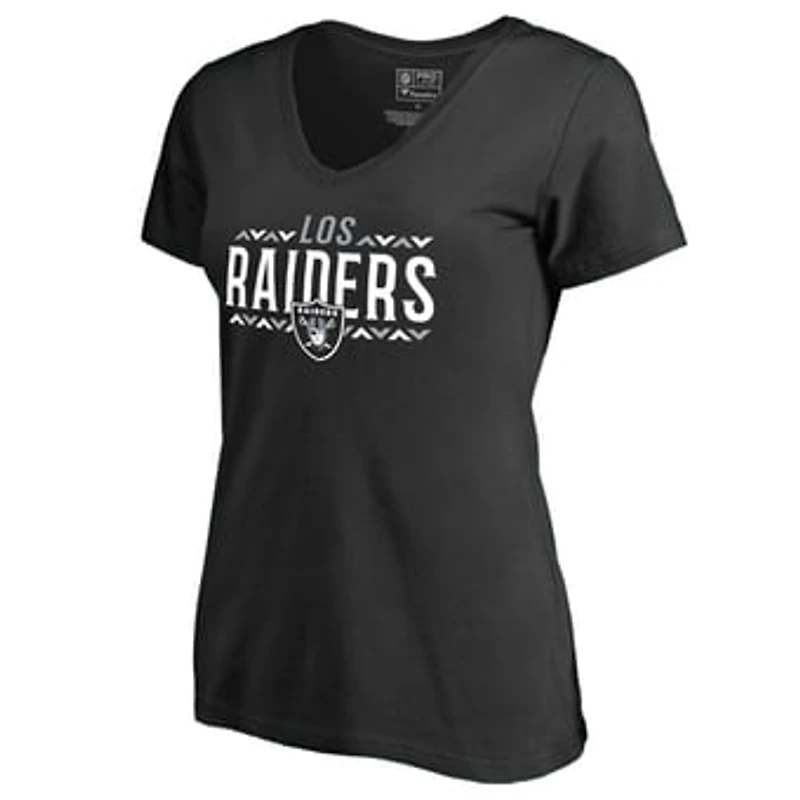 Women's Black Las Vegas Raiders Arriba V-Neck T-Shirt