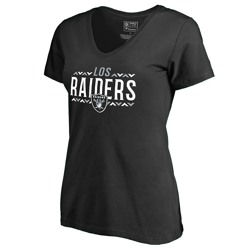 Women's Black Las Vegas Raiders Arriba V-Neck T-Shirt