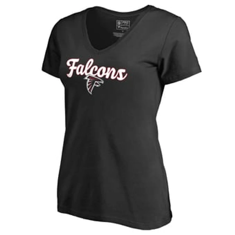 Women's Black Atlanta Falcons Freehand V-Neck T-Shirt