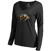 Women's Black Nashville Predators Midnight Mascot Long Sleeve V-Neck T-Shirt