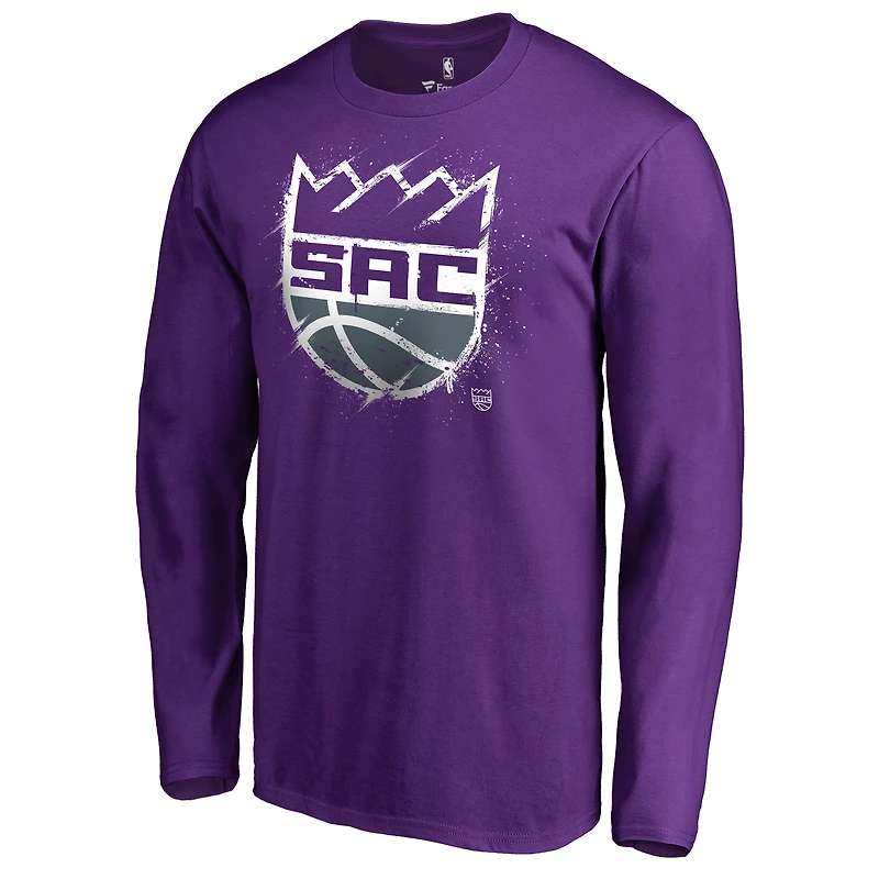 Men's Purple Sacramento Kings Splatter Logo Long Sleeve T-Shirt