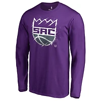 Men's Purple Sacramento Kings Splatter Logo Long Sleeve T-Shirt