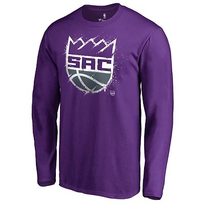 Men's Purple Sacramento Kings Splatter Logo Long Sleeve T-Shirt