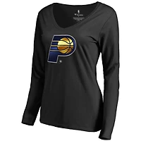 Women's Black Indiana Pacers Midnight Mascot Long Sleeve V-Neck T-Shirt