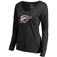 Women's Black Oklahoma City Thunder Midnight Mascot Long Sleeve V-Neck T-Shirt