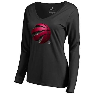 Women's Black Toronto Raptors Midnight Mascot Long Sleeve V-Neck T-Shirt
