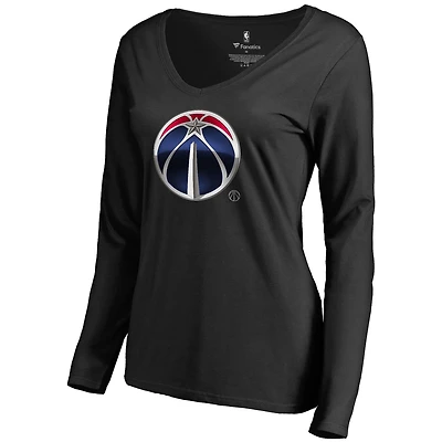 Women's Black Washington Wizards Midnight Mascot Long Sleeve V-Neck T-Shirt