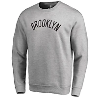 Men's Heathered Gray Brooklyn Nets Wordmark Pullover Sweatshirt
