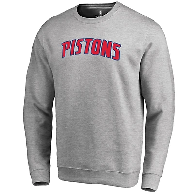 Men's Heathered Gray Detroit Pistons Wordmark Pullover Sweatshirt