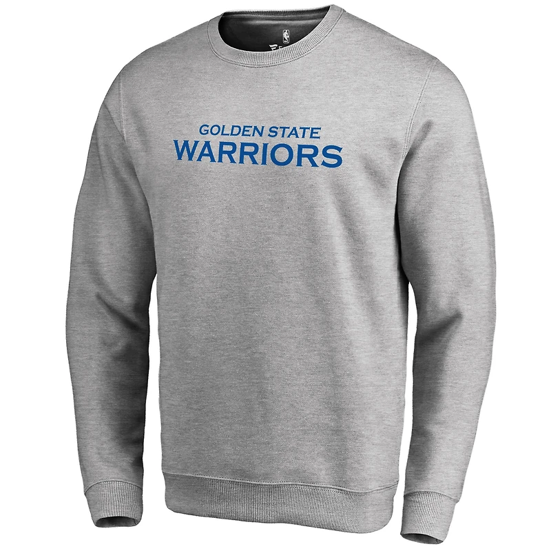 Men's Heathered Gray Golden State Warriors Wordmark Pullover Sweatshirt