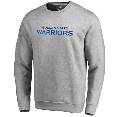 Men's Heathered Gray Golden State Warriors Wordmark Pullover Sweatshirt