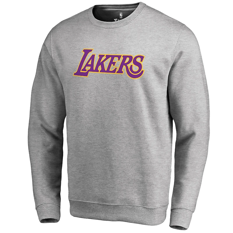 Men's Heathered Gray Los Angeles Lakers Wordmark Pullover Sweatshirt