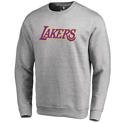 Men's Heathered Gray Los Angeles Lakers Wordmark Pullover Sweatshirt