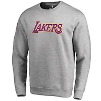 Men's Heathered Gray Los Angeles Lakers Wordmark Pullover Sweatshirt