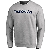 Men's Heathered Gray Minnesota Timberwolves Wordmark Pullover Sweatshirt