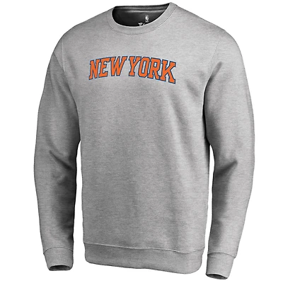 Men's Heathered Gray New York Knicks Wordmark Pullover Sweatshirt