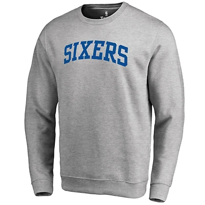 Men's Heathered Gray Philadelphia 76ers Wordmark II Pullover Sweatshirt