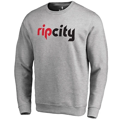 Men's Heathered Gray Portland Trail Blazers Wordmark Pullover Sweatshirt