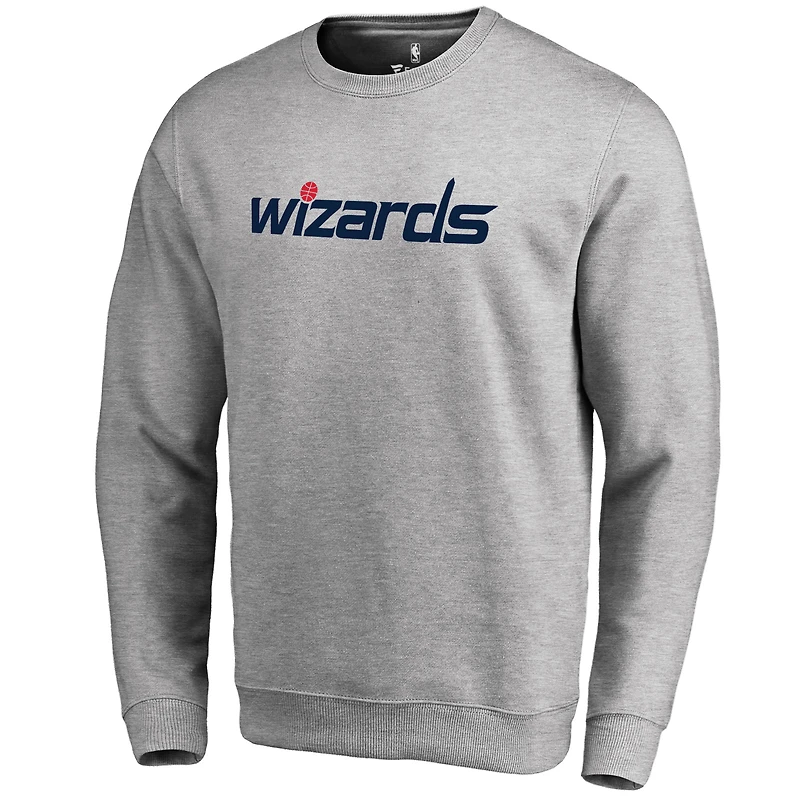 Men's Heathered Gray Washington Wizards Wordmark Pullover Sweatshirt