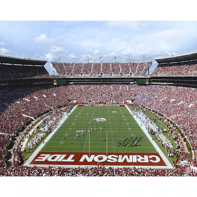 Nick Saban Alabama Crimson Tide Autographed 16" x 20" Bryant Denny Stadium Photograph