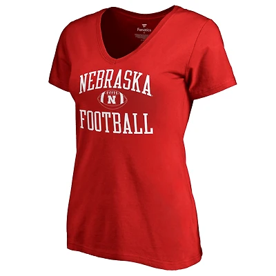 Women's Scarlet Nebraska Huskers First Sprint V-Neck T-Shirt