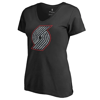 Women's Black Portland Trail Blazers Static Logo V-Neck T-Shirt