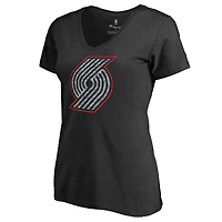 Women's Black Portland Trail Blazers Static Logo V-Neck T-Shirt