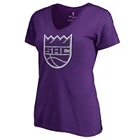 Women's Purple Sacramento Kings Static Logo V-Neck T-Shirt