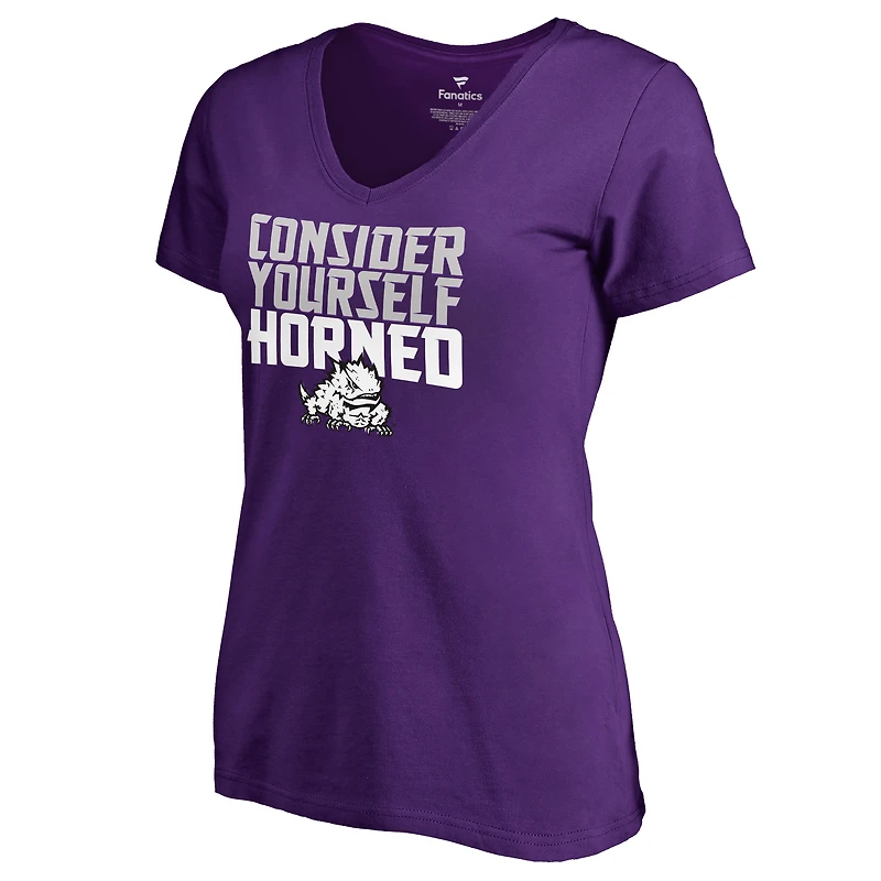 Women's Purple TCU Horned Frogs Consider Yourself Horned V-Neck T-Shirt