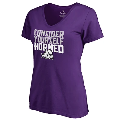 Women's Purple TCU Horned Frogs Consider Yourself Horned V-Neck T-Shirt