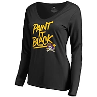 Women's East Carolina Pirates Paint It Black Long Sleeve V-Neck T-Shirt
