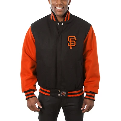 Men's JH Design Black/Orange San Francisco Giants Wool Full-Button Jacket
