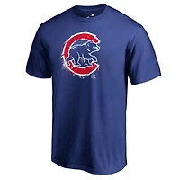 Men's Royal Chicago Cubs Splatter Logo T-Shirt