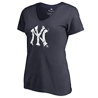 Women's Navy New York Yankees Splatter Logo V-Neck T-Shirt
