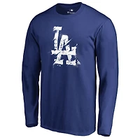 Men's Royal Los Angeles Dodgers Splatter Logo Long Sleeve T-Shirt