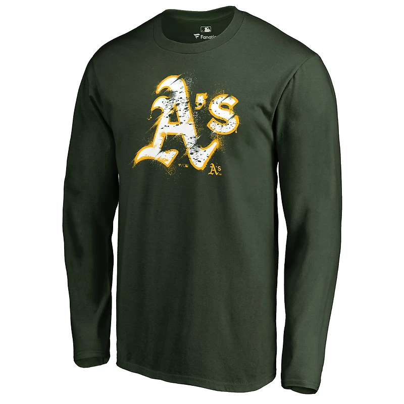 Men's Green Athletics Splatter Logo Long Sleeve T-Shirt