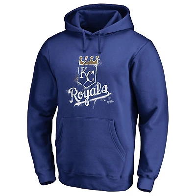 Men's Royal Kansas City Royals Splatter Logo Pullover Hoodie