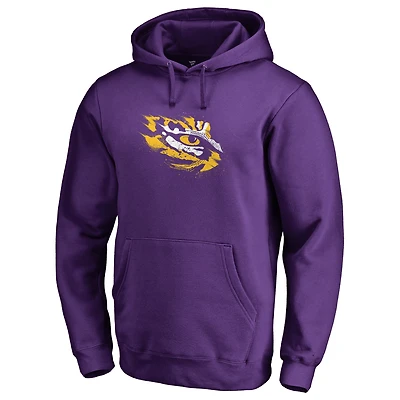 Men's Purple LSU Tigers Splatter Logo Pullover Hoodie