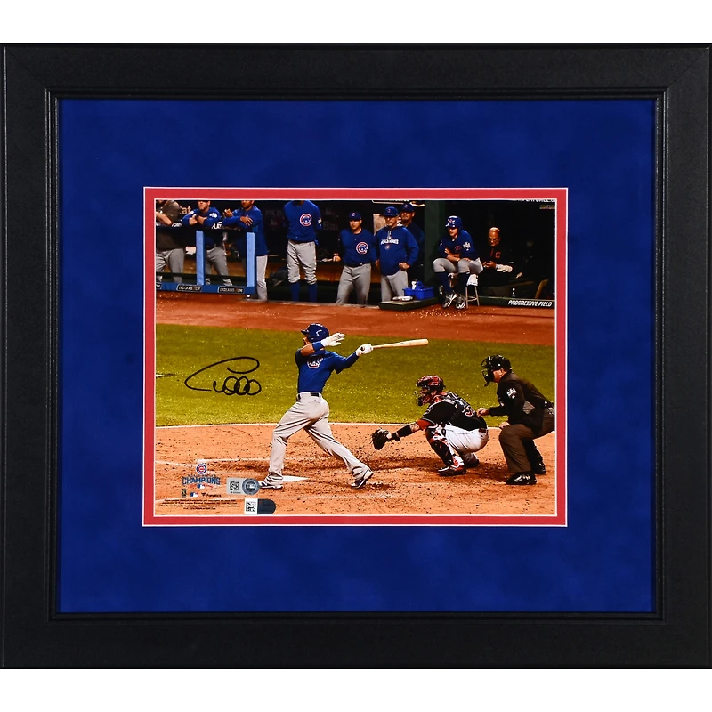Willson Contreras Chicago Cubs Framed Autographed 8" x 10" 2016 MLB World Series Champions World Series Hitting Photograph - Suede Matting