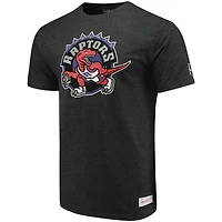 Men's Mitchell & Ness Heathered Black Toronto Raptors Hardwood Classics Throwback Logo Tri-Blend T-Shirt