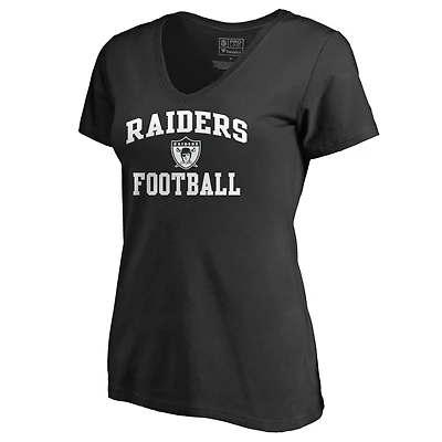 Women's Black Las Vegas Raiders Vintage Collection Victory Arch V-Neck T-Shirt