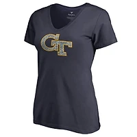 Women's Navy Georgia Tech Yellow Jackets Static Logo V-Neck T-Shirt