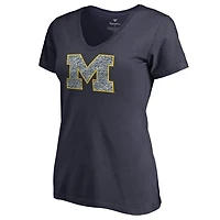 Women's Navy Michigan Wolverines Static Logo V-Neck T-Shirt