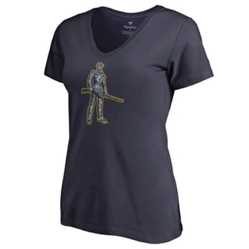 Women's Navy West Virginia Mountaineers Static Logo V-Neck T-Shirt