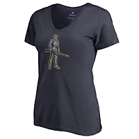 Women's Navy West Virginia Mountaineers Static Logo V-Neck T-Shirt