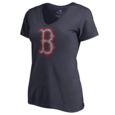 Women's Navy Boston Red Sox Static Logo V-Neck T-Shirt